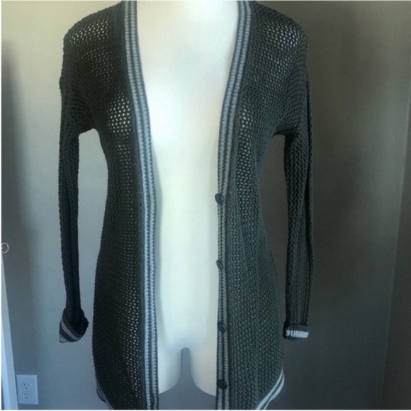 American Eagle Olive Green Knit Button Up Cardigan - Picture 5 of 9